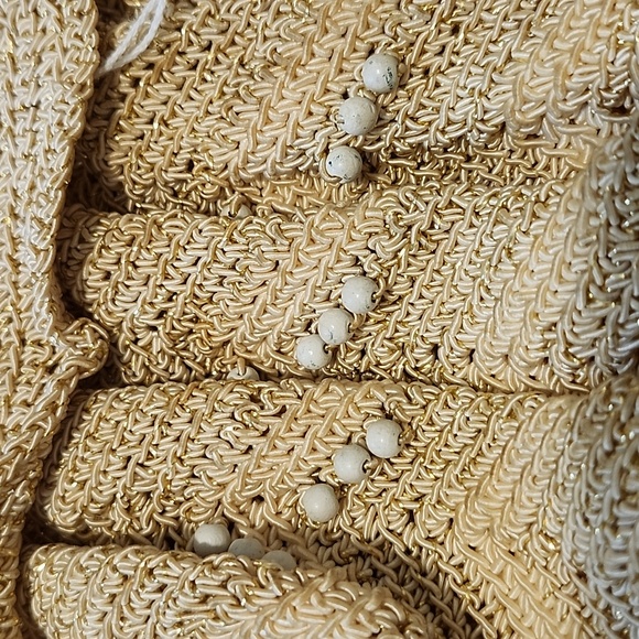 Vintage Women's Crochet & Tortoise Lucite Bag/Purse Gold Boho 1950/1960 - Picture 11 of 13